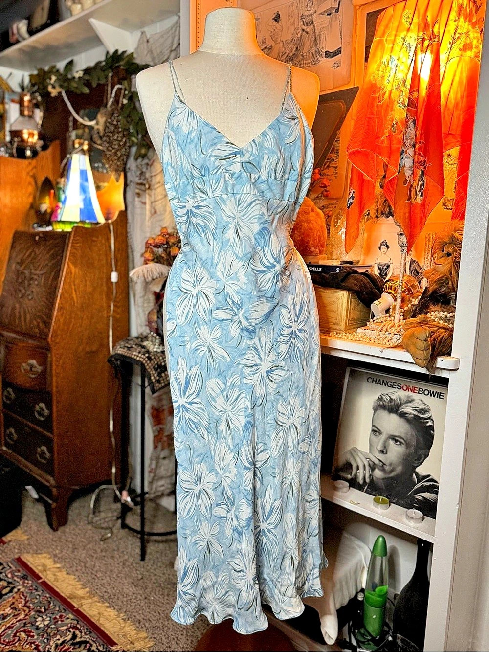 Blue & White Floral Maxi Dress Like New